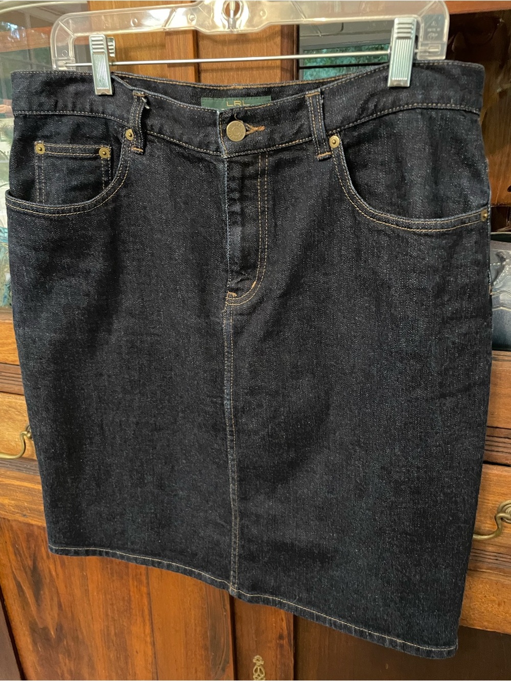Lauren Ralph Lauren Dark Indigo Denim Straight Skirt 12